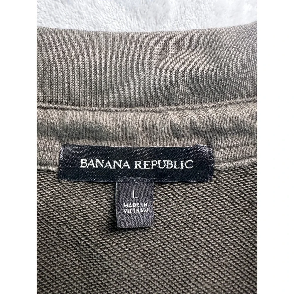 Banana Republic French Terry Shirt Jacket Mens L Green Button Up Organic